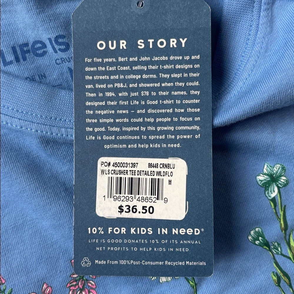 Life Is Good Blue Floral Long Sleeve Tee - Picture 4 of 5